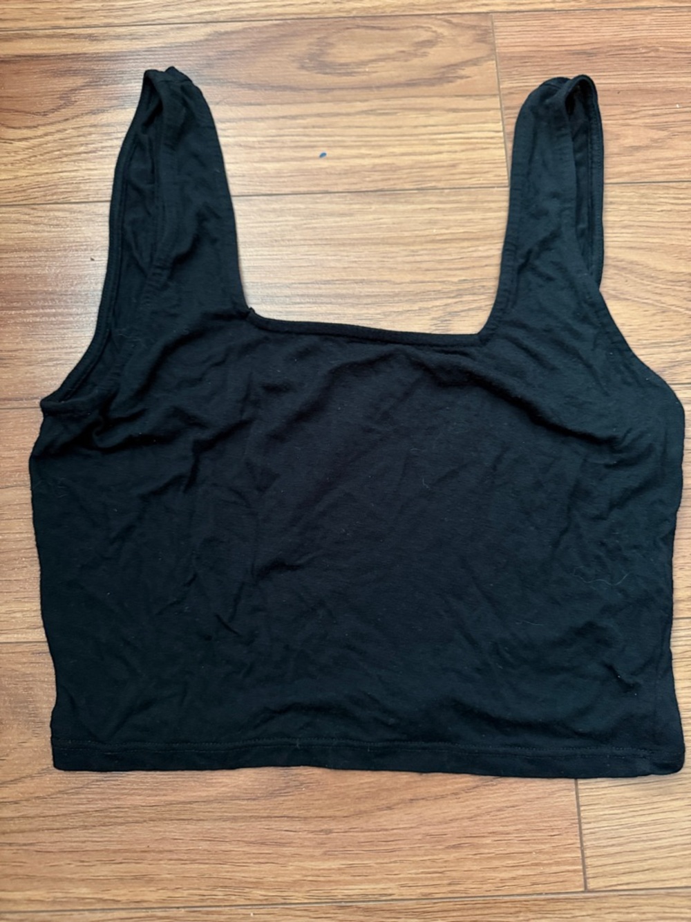 Joah Brown Black Square-Neck Crop Tank